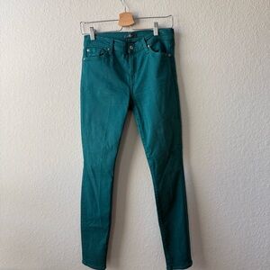7 For All Mankind Turquoise Denim‎ Skinny Pants Size 28